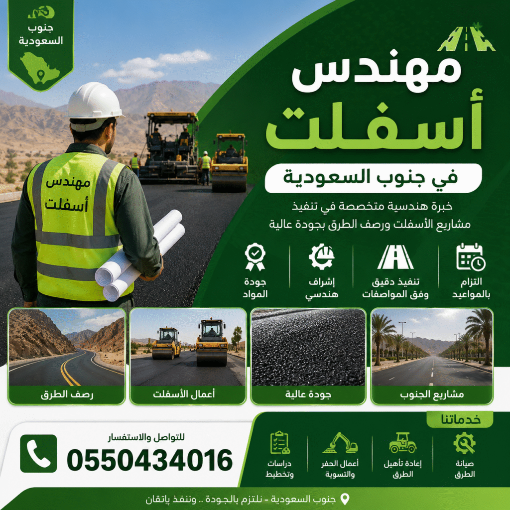 مهندس أسفلت في جنوب السعودية